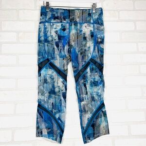lululemon athletica Blue Abstract Print Cropped Leggings